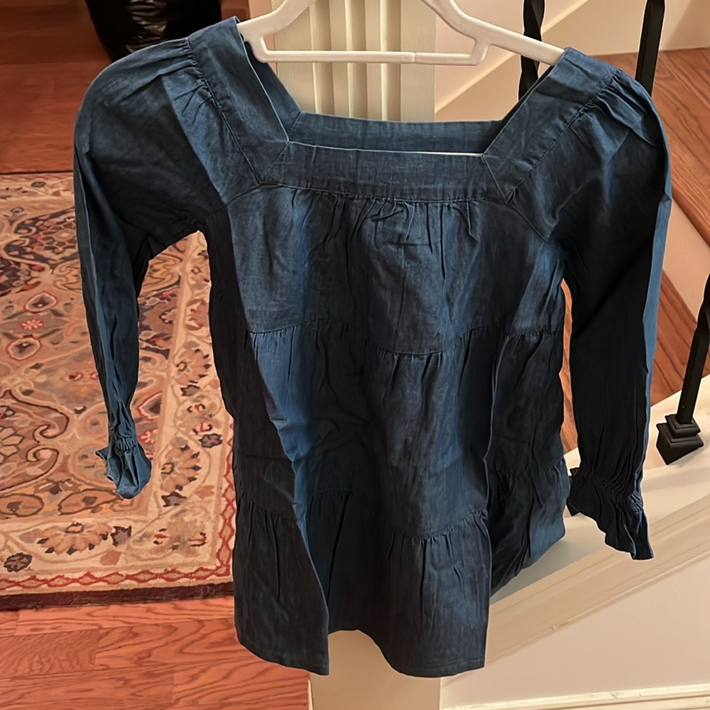 GAP Kids Tiered Chambray Square neck Dress / NWT / S - Picture 15 of 16